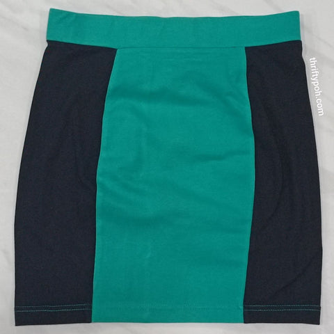 Forever21 Block Colours Turquoise Black Bandage Skirt