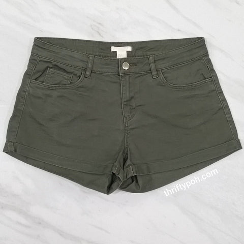 H&M Greyish Green Denim Shorts